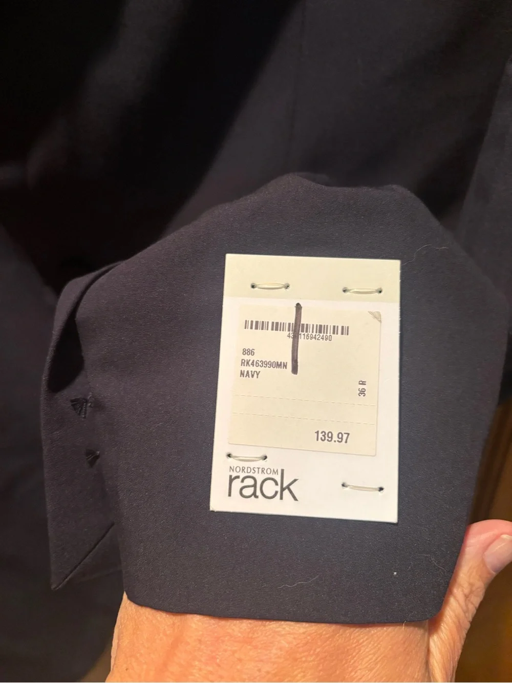 Nordstrom Rack Trim Fit Tuxedo Jacket Navy with Black 36R NWT